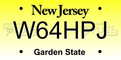W64HPJ New Jersey License Plate