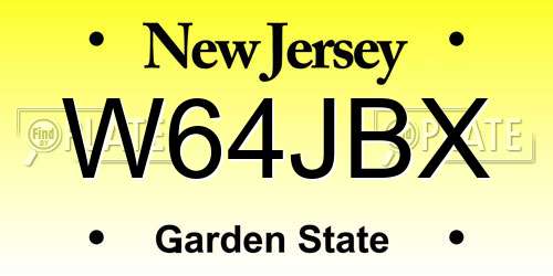 W64JBX New Jersey License Plate
