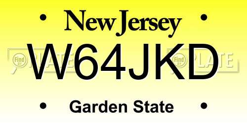 W64JKD New Jersey License Plate