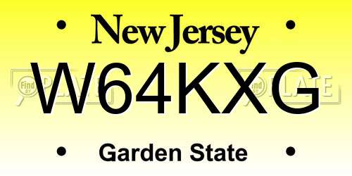 W64KXG New Jersey License Plate