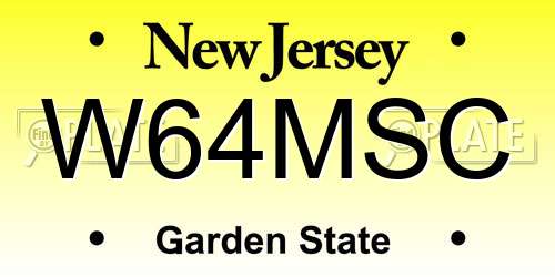 W64MSC New Jersey License Plate