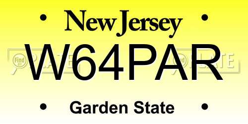 W64PAR New Jersey License Plate