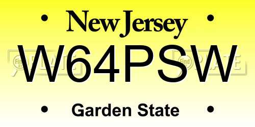 W64PSW New Jersey License Plate