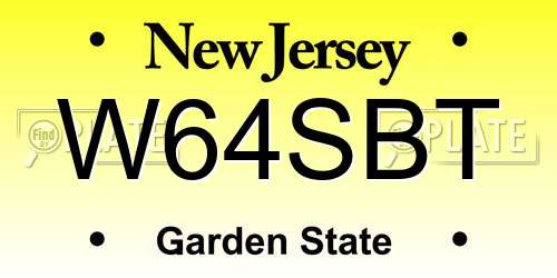 W64SBT New Jersey License Plate