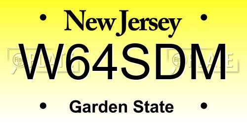 W64SDM New Jersey License Plate