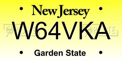 W64VKA New Jersey License Plate
