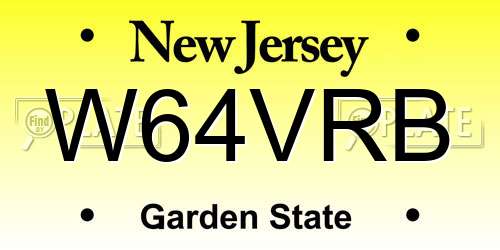 W64VRB New Jersey License Plate