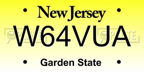 W64VUA New Jersey License Plate