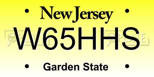 W65HHS New Jersey License Plate