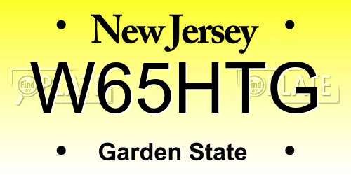W65HTG New Jersey License Plate