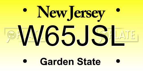 W65JSL New Jersey License Plate