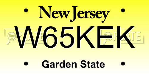 W65KEK New Jersey License Plate
