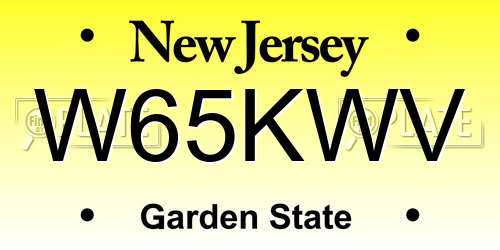 W65KWV New Jersey License Plate