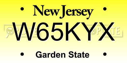 W65KYX New Jersey License Plate