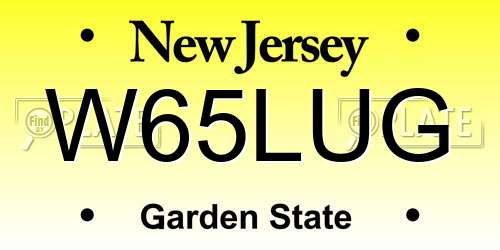 W65LUG New Jersey License Plate