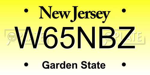W65NBZ New Jersey License Plate