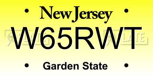 W65RWT New Jersey License Plate