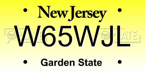 W65WJL New Jersey License Plate