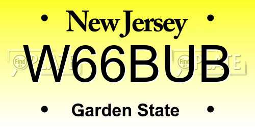 W66BUB New Jersey License Plate