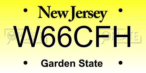 W66CFH New Jersey License Plate