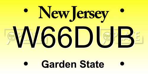 W66DUB New Jersey License Plate