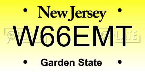 W66EMT New Jersey License Plate