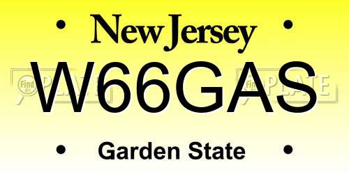 W66GAS New Jersey License Plate