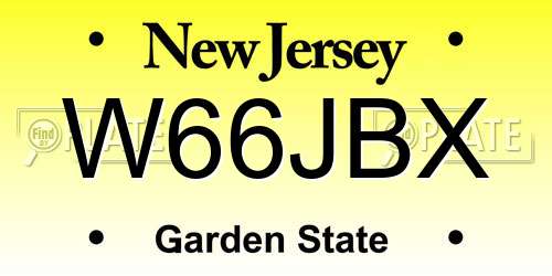 W66JBX New Jersey License Plate