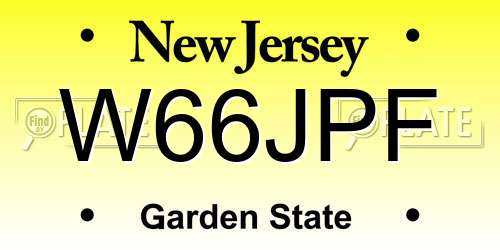 W66JPF New Jersey License Plate