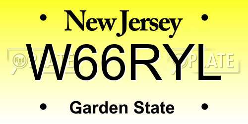 W66RYL New Jersey License Plate