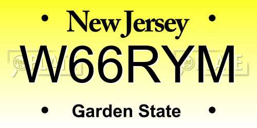 W66RYM New Jersey License Plate