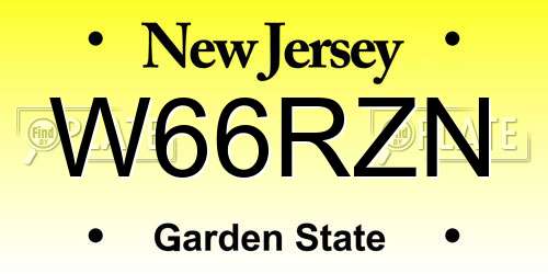W66RZN New Jersey License Plate
