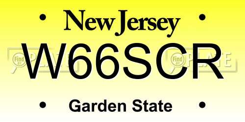 W66SCR New Jersey License Plate