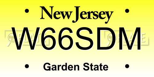 W66SDM New Jersey License Plate