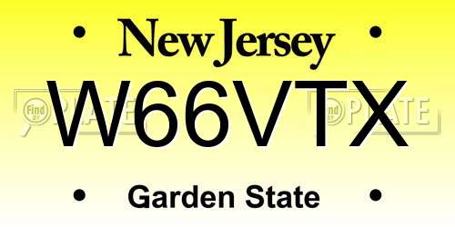 W66VTX New Jersey License Plate