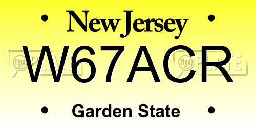 W67ACR New Jersey License Plate