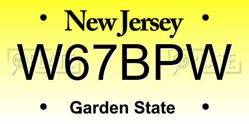W67BPW New Jersey License Plate