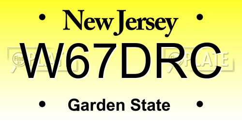 W67DRC New Jersey License Plate