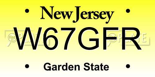 W67GFR New Jersey License Plate