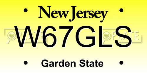 W67GLS New Jersey License Plate
