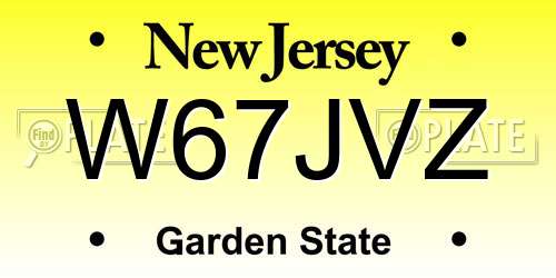 W67JVZ New Jersey License Plate