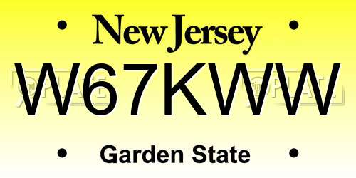 W67KWW New Jersey License Plate