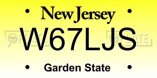 W67LJS New Jersey License Plate