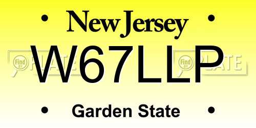 W67LLP New Jersey License Plate