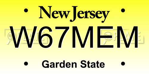 W67MEM New Jersey License Plate