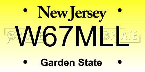W67MLL New Jersey License Plate