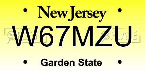 W67MZU New Jersey License Plate