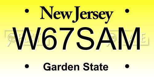 W67SAM New Jersey License Plate