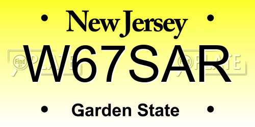 W67SAR New Jersey License Plate