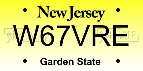 W67VRE New Jersey License Plate